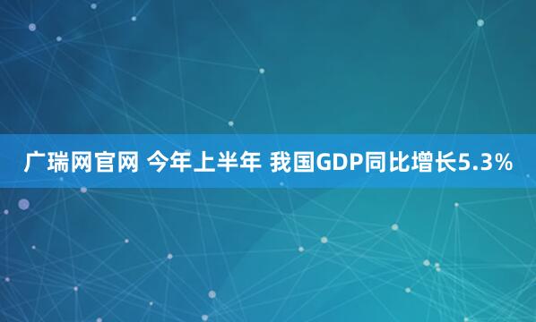 广瑞网官网 今年上半年 我国GDP同比增长5.3%