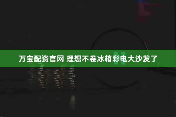 万宝配资官网 理想不卷冰箱彩电大沙发了